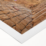 Art deco poster of Tel Aviv skyline in muted sepia tones on rolled canvas, suitable for dining room wall art.