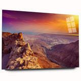 Large abstract wall art featuring a Middle Eastern Israel scenery in vibrant hues on acrylic glass.