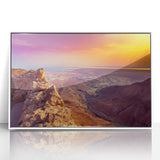 Art deco poster depicting a scenic Middle Eastern landscape on white framed acrylic, ideal for modern art wall decor.