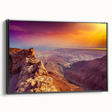 Black and white framed canvas of a vintage-style Middle Eastern landscape, suitable for bedroom wall decor.