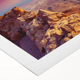 Art deco poster of a Middle Eastern landscape in muted earth tones on rolled canvas, suitable for dining room decor.