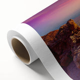 Art deco poster of a serene Middle Eastern landscape in pastel shades on rolled canvas, ideal for nursery wall art.