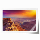 Rolled print of a Middle Eastern landscape with floral elements in soft earth tones, ideal for art wall dining room.