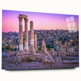 Large abstract wall art of a Middle Eastern Jordan scenery on acrylic glass, ideal for bedroom or dining room decor.
