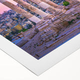 Art deco poster of a Middle Eastern Jordanian landscape on rolled canvas, suitable for dining room wall art.