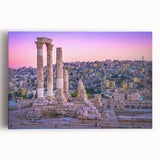 Black and white photograph of a Middle Eastern desert landscape on a large stretched canvas, suitable for kitchen wall art.