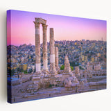 Middle Eastern desert landscape on stretched canvas, featuring warm earth tones, suitable for kitchen wall art.