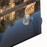 Large abstract wall art depicting Oman scenery in muted earth tones on acrylic glass.