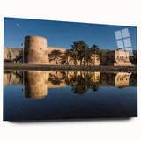 Acrylic print of large abstract wall art depicting Middle Eastern scenery in muted earth tones, ideal for dining room art.