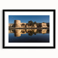 Extra large abstract art print of Middle Eastern scenery in vibrant, colorful textures on a framed black mat.
