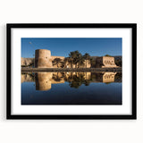 Extra large abstract art print of Middle Eastern scenery in vibrant, colorful textures on a framed black mat.
