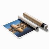 Extra large rolled print of a Middle Eastern scenery with vibrant floral elements, ideal for classy bathroom wall art.