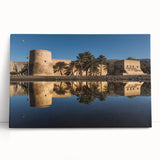 Black and white stretched canvas featuring a scenic Oman landscape, ideal for kitchen wall art or bedroom ambiance.