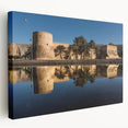 Large stretched canvas depicting a serene Middle Eastern landscape in muted earth tones, ideal for kitchen wall art.