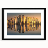 Colorful abstract art print of a Middle Eastern scenery in vibrant hues on a large textured canvas.