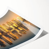 Extra large wall art featuring line art flowers in muted earth tones on a rolled canvas.