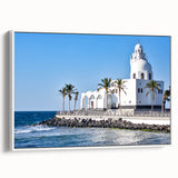 Vintage poster art of a Middle Eastern scenery on framed canvas, with a mix of vibrant and muted tones.