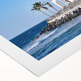 Art deco poster of a Middle Eastern landscape in muted earth tones on rolled canvas, suitable for dining room wall art.