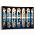 Black and white framed canvas of Abu Dhabi landscape, ideal for bedroom wall decor.