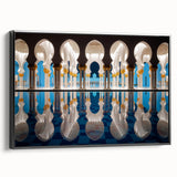 Black and white framed canvas of Abu Dhabi landscape, ideal for bedroom wall decor.