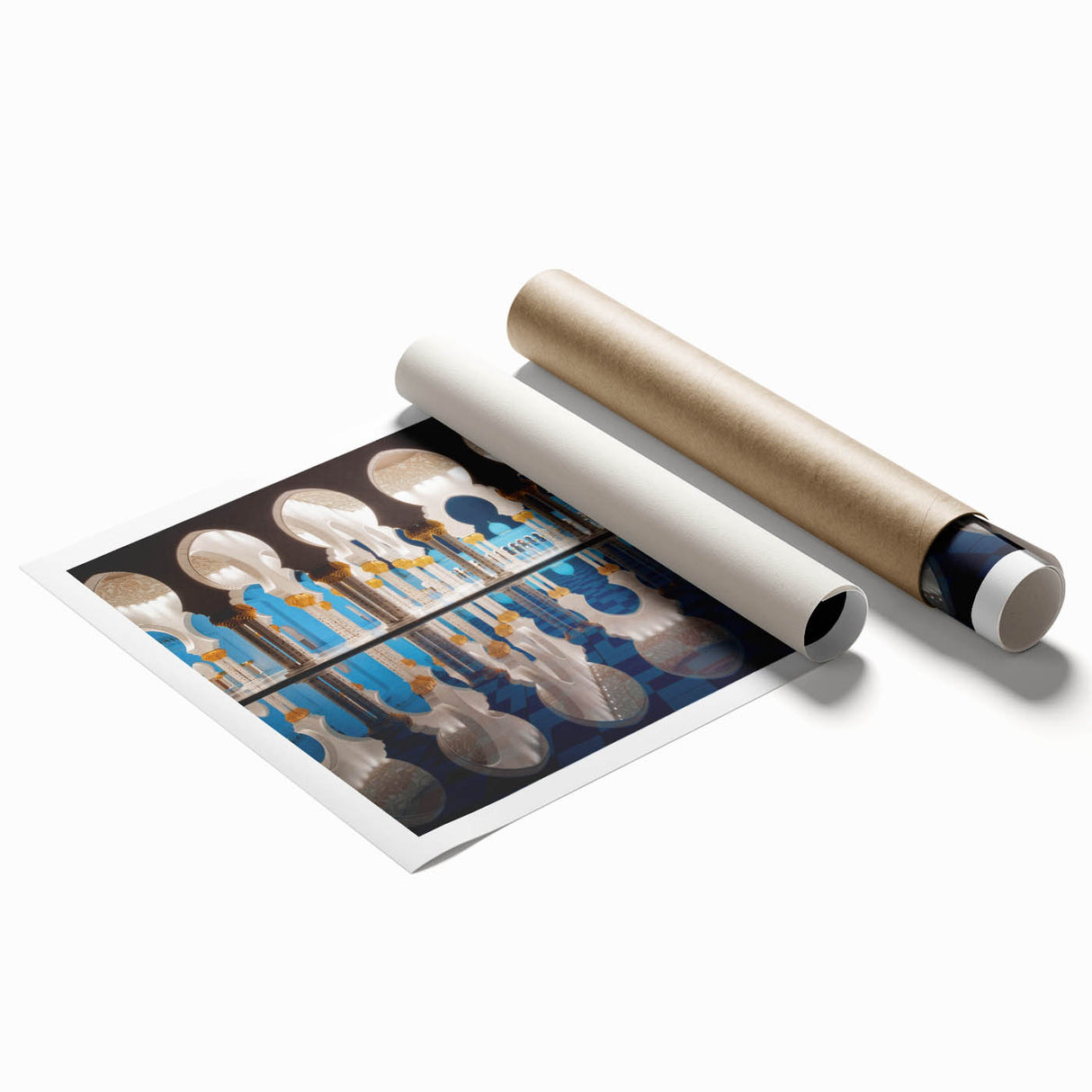 Extra large rolled print featuring a floral design in soft pastel shades.