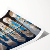 Extra large wall art featuring line art flowers in black on white background, ideal for large living room decor.