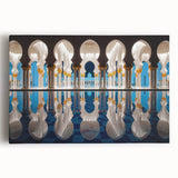 Large black and white stretched canvas of Abu Dhabi skyline, ideal for kitchen wall art.