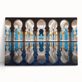 Black and white stretched canvas of Abu Dhabi skyline, ideal for kitchen wall art or bedroom decor.