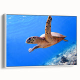 Vintage poster art of a Fiji landscape on a framed canvas in vibrant colors, ideal for living room decor.