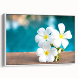 Vintage poster art of a French Polynesia landscape on a framed canvas with vibrant colors, ideal for living room decor.