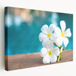 Side view of a stretched canvas featuring a serene Bora Bora seascape with vivid blue and turquoise waters.