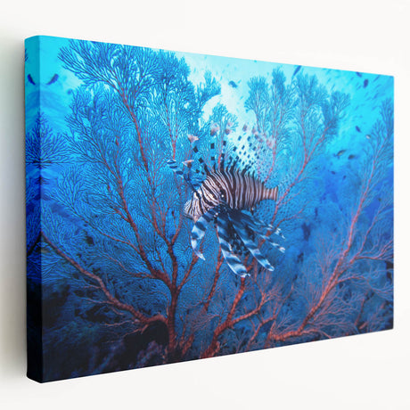 Large stretched canvas showing a serene Micronesia ocean scenery, with cool blue and turquoise tones.