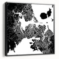 Black and white framed canvas of Auckland's landscape, ideal for bedroom wall art.