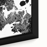 Black wall art depicting Auckland's skyline in textured, colorful art on an extra large framed canvas.