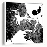 Vintage poster art of Auckland skyline in colorful hues on a large framed canvas, ideal for living room decor.