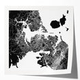 Extra large rolled print of Auckland, New Zealand skyline in muted gray and blue tones, ideal for dining room wall art.