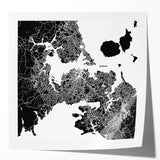 Extra large rolled print of Auckland, New Zealand skyline in muted gray and blue tones, ideal for dining room wall art.