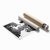 Extra large rolled print of Auckland skyline with muted green and blue tones, ideal for classy bathroom wall art.