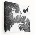 Panoramic view of Auckland skyline in muted blue and gray tones on a stretched canvas, suitable for kitchen wall art.