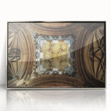 Mid-century modernist art of Canterbury, New Zealand landscape in muted earth tones on a silver-framed acrylic.