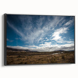 Black and white landscape art painting of Otago, New Zealand on framed canvas, suitable for bedroom wall art.