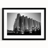 Colorful abstract art print of a stylized New Zealand Taranaki scenery in vibrant hues on a large textured canvas.