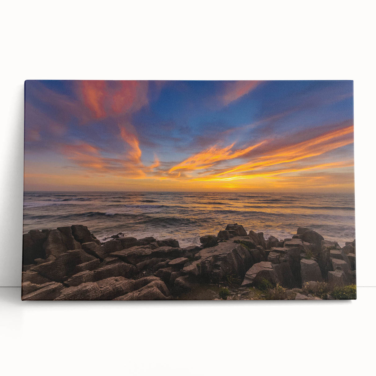 Black and white photograph of New Zealand's West Coast on stretched canvas, ideal for kitchen wall art or bedroom.