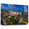 Acrylic print of a large abstract depiction of Buenos Aires, featuring vibrant blue and orange tones.