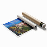 Extra large rolled print featuring a floral scene set in Buenos Aires, with soft pastel colors.