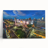 Black and white stretched canvas of Buenos Aires cityscape, ideal for kitchen wall art.
