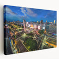 Side view of a stretched canvas featuring a vibrant depiction of Buenos Aires scenery, ideal for kitchen wall art.
