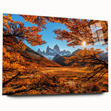 Acrylic print of a large abstract depiction of an Argentine landscape in muted earth tones.