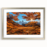 Textured abstract art print of an Argentine landscape in muted earth tones, framed with a silver mat.