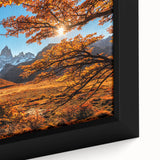 Extra large black wall art of a textured Argentine landscape on framed canvas, with vibrant colors.